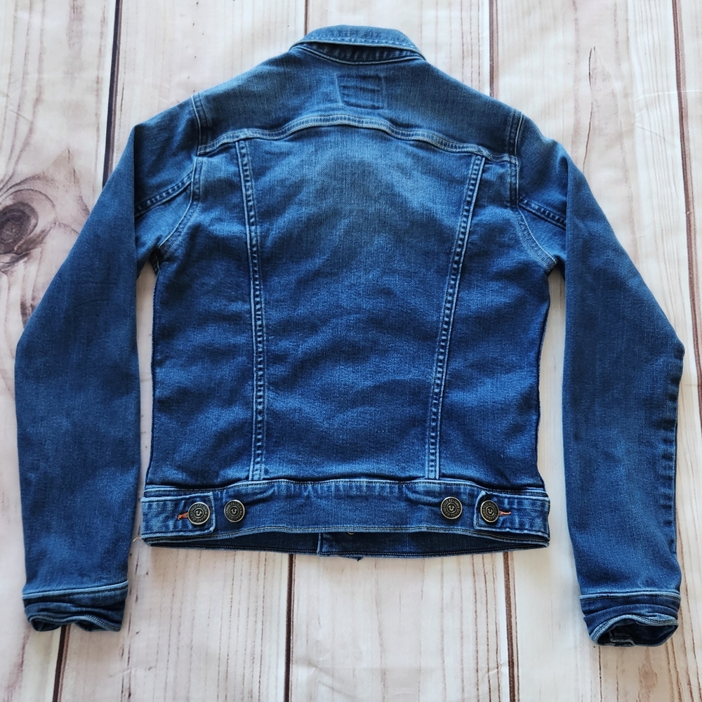True Religion "Dusty Western Trucker Jacket" Blue Jean Denim | Women's Size XS - Picture 4 of 10